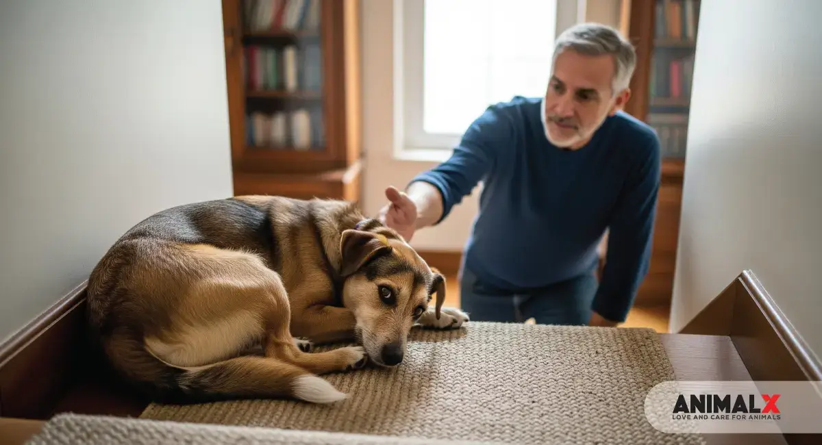 what should you do if your dog fell down the stairs, What should you do if your dog fell down the stairs after, My dog fell down the stairs but seems fine, My dog fell down the stairs and died, My dog fell down the stairs but seems fine reddit, My dog fell from a height but seems fine, How far can a dog fall without getting hurt, My senior dog fell down the stairs, my dog fell down the stairs and can't walk